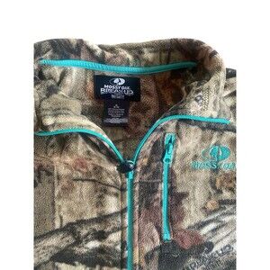 Mossy Oak M Jacket Womens M 8-10 Fleece Camo Aqua Trim Full Zip
